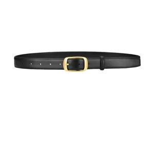 Belle ceinture en cuir noir classique pour femme avec elegante boucle doree style retro
