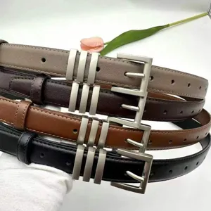 Women genuine leather thin belt set versatile fashion dress waist belt style new