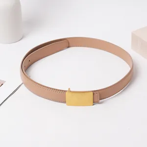 Women genuine leather belt casual versatile jeans belt featuring stylish gold alloy buckle chic