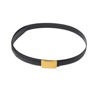 Classic women's genuine leather belt with elegant gold alloy buckle for casual wear.