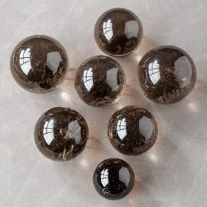 Set de esferas de cristal de cuarzo ahumado natural, bolas de feng shui pulidas para decoración.
