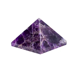 Natural Amethyst Crystal Pyramid Figurine Healing Stone Feng Shui Home Decor Ornaments