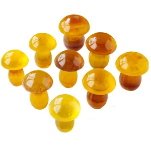 Scultura in cristallo di fungo in fluorite gialla naturale decorazione da scrivania paesaggio