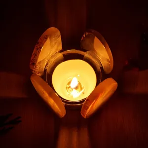 Natural crystal agate slice candle holder, perfect for home decor and cozy evening lighting.