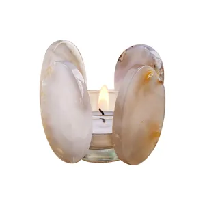 Natural agate slice candle holder crystal stone tealight candle stand home decor