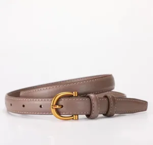 Women genuine leather thin belt stylish pin buckle waist accessory for jeans summer daily wear