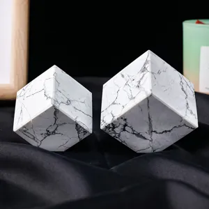 Natural White Turquoise Crystal Cube Ornament Mineral Specimen Desktop Decor Stone Figurine
