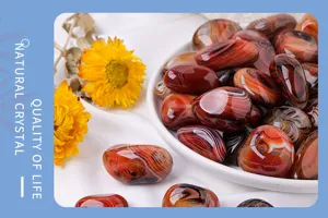 Natural banded agate tumbled stones polished crystal raw mineral specimens for home decor fish tank