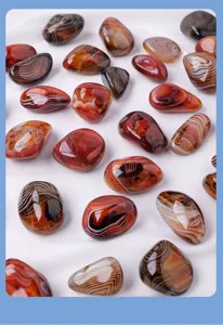 Natural polished striped agate tumbled stones for fish tank decor and crystal mineral specimen