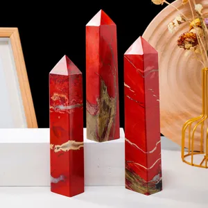 Torre di Cristallo di Diaspro Rosso Naturale Obelisco Pietra di Guarigione Arredo