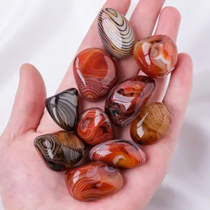 Natural Striped Agate Tumble Stones Polished Decorative Pebbles Mixed Colors Crystals For Fish Tank Vase Filler Home Decor