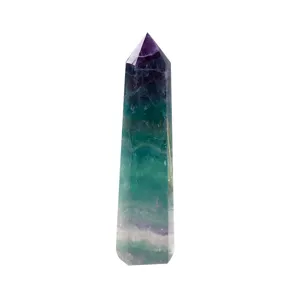 Natural Green Fluorite Crystal Tower Single Point Hexagonal Prism for Home and Office Decor