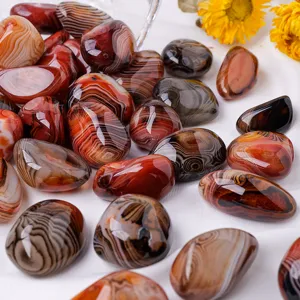 Natural polished agate tumbled stones, large crystal raw stones for fish tank decor.