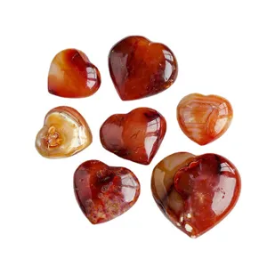 Natural Red Agate Heart Pocket Stones Set Polished Crystal Palm Stone Decor