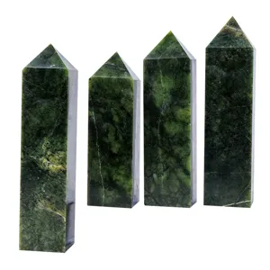 Natural Xiuyan Jade Crystal Point Pillar Home Office Desk Ornament Polished Raw Stone Energy Healing Quartz Crystal Tower Decoration