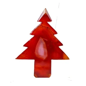 Natural red agate crystal geode Christmas tree ornament gemstone mineral specimen decor