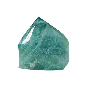 Colonne de cristal de fluorite verte naturelle brute, pointe unique, décoration d'ornement.
