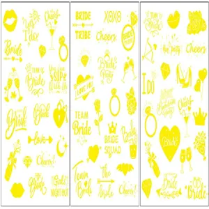Gold bachelorette party temporary tattoo stickers, bridal shower team bride waterproof body art.