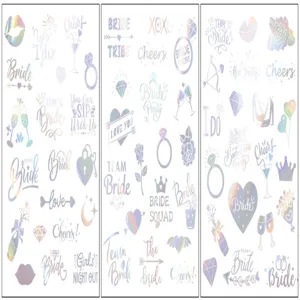 Holographic temporary tattoos for bachelorette party bride team bride wedding waterproof stickers