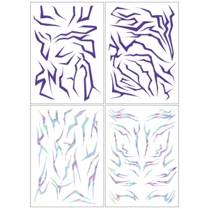 Purple thorn line temporary tattoo sticker sheets, holographic totem body art for men and women.