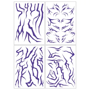 Purple thorn line temporary tattoo stickers, Y2K fashion tribal body art decals for men and women