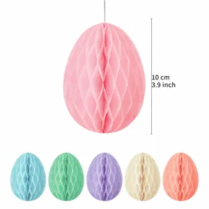 Œuf de Pâques en papier alvéolé décorations suspendues fête rose bleu vert 10 cm