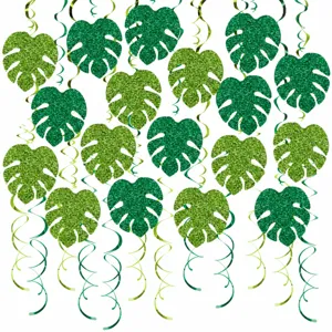 Decoraciones de Remolinos Colgantes de Hoja de Palma Tropical Hawaiana Brillo Serpentinas de Techo para Fiesta de Cumpleaños