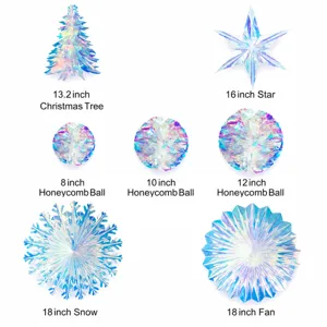 Holografische Weihnachtsbaum Stern Wabenball Hängedekoration für Party 8-18 Zoll