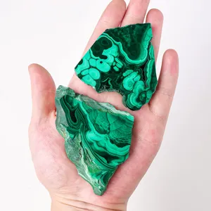 Fette di Malachite Verde Naturale Campione Minerale Lucidato Cristalli Curativi Pietre Geologia Insegnamento Scrivania Decorazione Casa