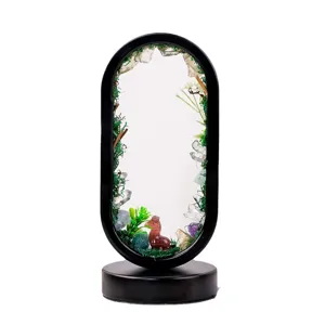 Oval natural crystal raw stone alpaca forest ambient light desktop decoration lamp.