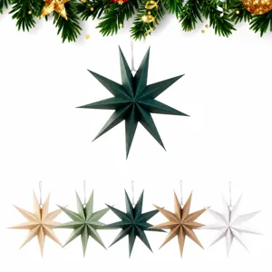 Sage green 9-pointed paper star hanging ornament, Christmas party origami lampshade 30cm