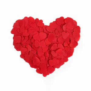 Red heart paper confetti details, romantic wedding party and Valentine decoration shot.
