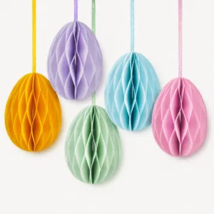 Oeuf de Pâques nid d'abeille papier suspendu boule colorée fête de classe décoration