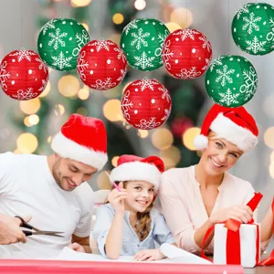 Lanternes en papier flocon de neige de Noël décorations suspendues pour fête et maison