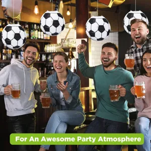 Soccer paper lantern hanging decoration for sports theme party, birthday and celebration.