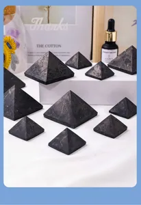 Natural Shungite Crystal Pyramid Raw Stone Polished Energy Tower for Home Decor Meditation