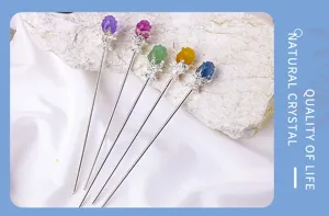 Natural crystal rose hair stick elegant vintage Chinese style hair accessory for women.