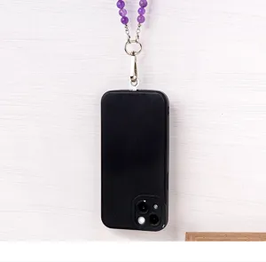 Natural crystal bead phone chain crossbody strap beaded mobile phone lanyard charm accessory