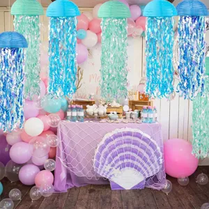 Lanternes en papier meduse sirene coloree decoration suspendue fete d'anniversaire