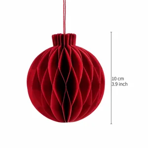 Red paper honeycomb ball hanging ornament for Christmas tree party decoration supplies.