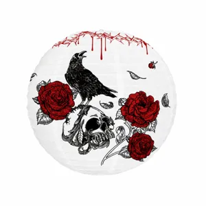 Halloween gothique corbeau crâne lanterne en papier décoration fête effrayante suspendue