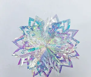 Holographic star hanging ornament iridescent snowflake decoration for holiday party display