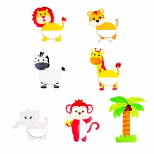 Jungle animal honeycomb centerpieces set 3D standing table decor for kids birthday party
