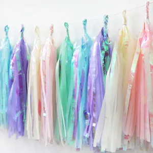 Colorful Paper Tassel Garland Rainbow Film Hanging Banner Streamers For Wedding Party Room Decor