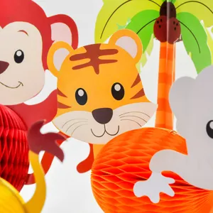 Jungle animal honeycomb table centerpieces 3d cartoon birthday party decoration supplies 7pcs