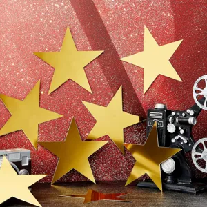 Étoiles dorées décoration murale ornements suspendus pour fête anniversaire mariage noël