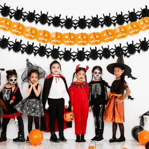 Halloween paper garland decoration set pumpkin and spider banner for party scene props display