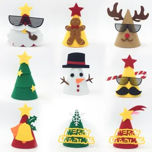 Kinder Mini Weihnachtshut Filz Weihnachtsbaum Schneemann Rentier Santa Party Dekorative Hüte DIY Performance Requisiten