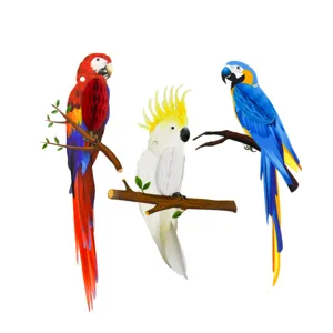3D parrot paper honeycomb balls hanging set, Hawaiian tropical party tropical bird decor for kids