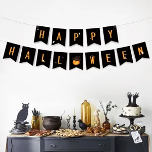 Halloween banner party decoration diy letter garland hanging ornament spooky holiday supplies